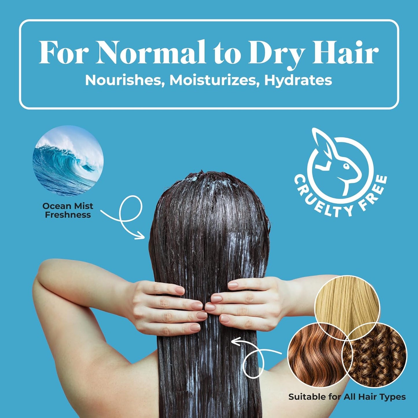 White Rain Moisturizing Shampoo - Ocean Mist Scent, 15 fl oz | Hydrating & Paraben-Free for Men & Women