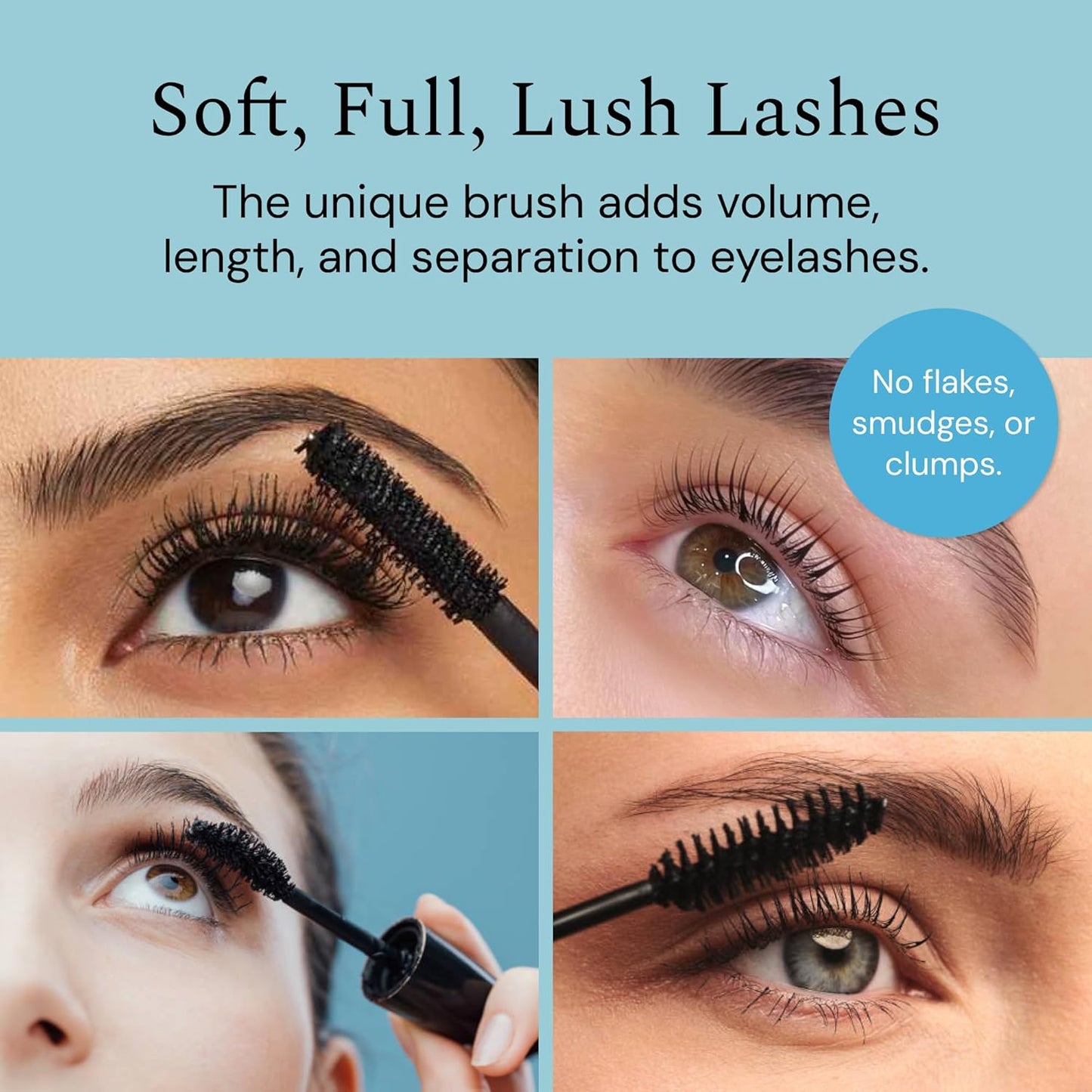 Skiennix All Natural Mascara - Deep Black Color for Lush, Voluminous Lashes