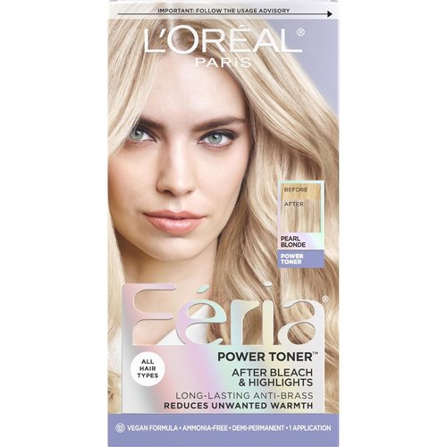 L'Oreal Paris Feria Hair Toner - Long-Lasting Ammonia-Free Demi-Permanent Color | Pearl Blonde, 1 Application