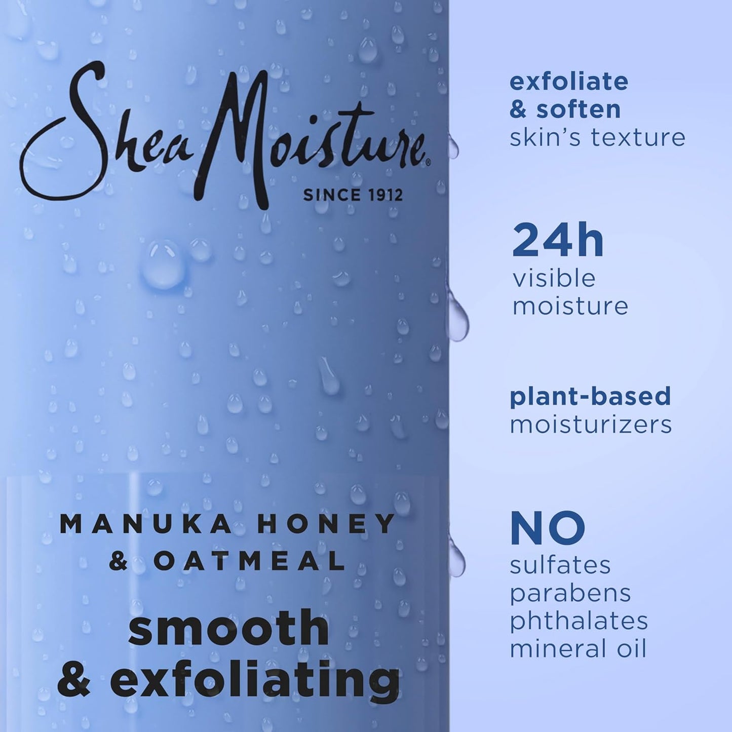 SheaMoisture Manuka Honey Oatmeal Body Wash - Smooth & Exfoliating Formula for 24H Moisture | 18 oz