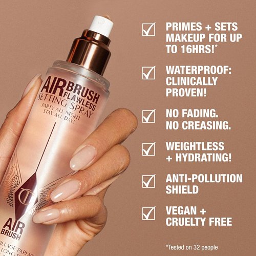 Charlotte Tilbury Protect & Prime Makeup Kit - Invisible UV Primer SPF 50 & Airbrush Setting Spray Duo - Hydrating & Long-Wear Essentials