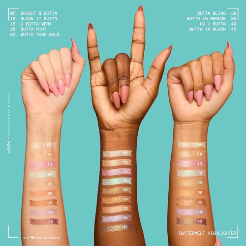 NYX PROFESSIONAL MAKEUP Buttermelt Highlighter - Long-Lasting Powder Highlighter for High Impact Glow | 15 U Butta Werk (Frosty Pink)