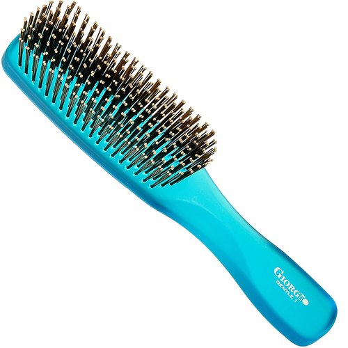 Giorgio GION1B Neon Blue Detangler Hair Brush - Gentle Touch for All Hair Types | Soft Bristles, 7.75 Inch