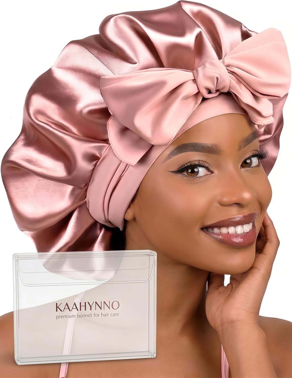 Skiennix Silk Satin Bonnet Hair Wrap - Adjustable Double Layer Sleep Cover for Curly Hair