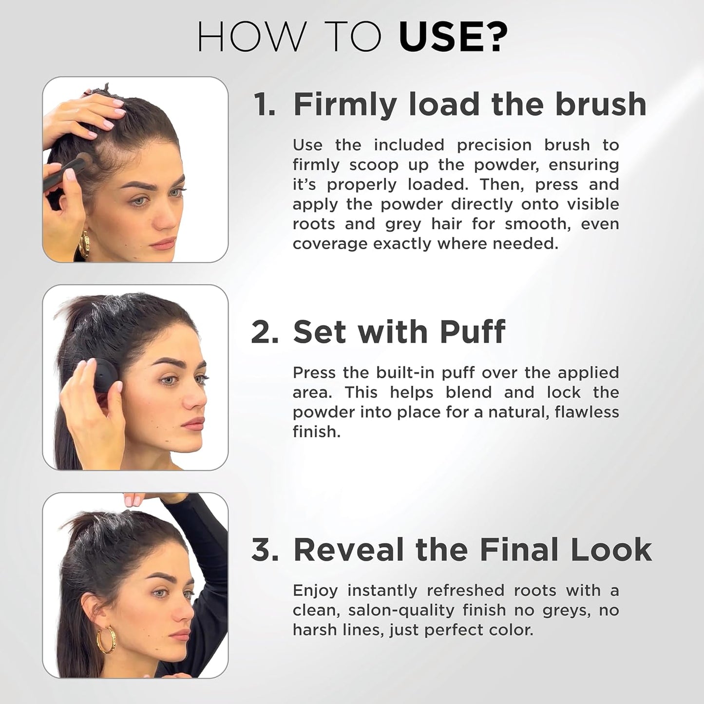 THICK FIBER Root Touch Up Powder - Water & Sweat Resistant Hair Loss Concealer Set for Women | Includes Brush (Black)