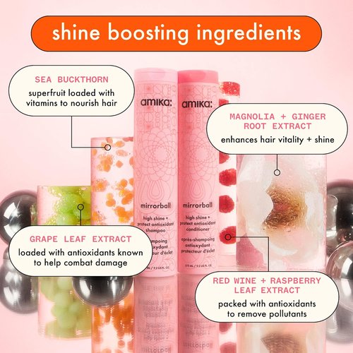 Amika Mirrorball High Shine Shampoo - Antioxidant Formula for Ultimate Hair Protection | 1000ml