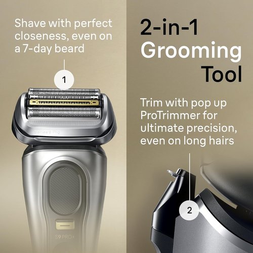 Braun Electric Razor - Series 9 Pro 9477cc Waterproof Foil Shaver | Wet & Dry Shaving, Silver