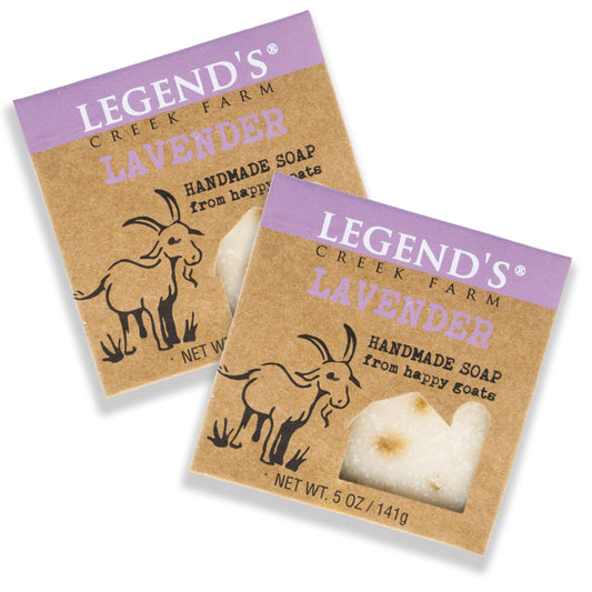 Legend's Creek Farm Goat Milk Soap - Cleansing Moisturizing Soap Bar for Hands and Body - 5 Oz Creamy Lather, Nourishing, Gentle Natural Soap for Sensitive Skin, Handmade in USA (Lavender, Pack of 2)