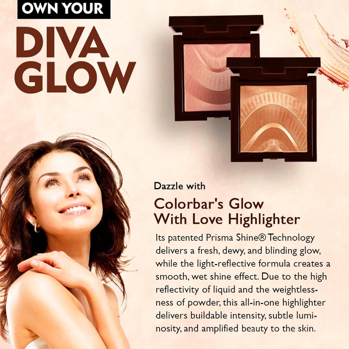 Colorbar Glow With Love Highlighter - Dewy Glow Makeup for Face & Body - 002 Prismatic Spell - 0.33 oz