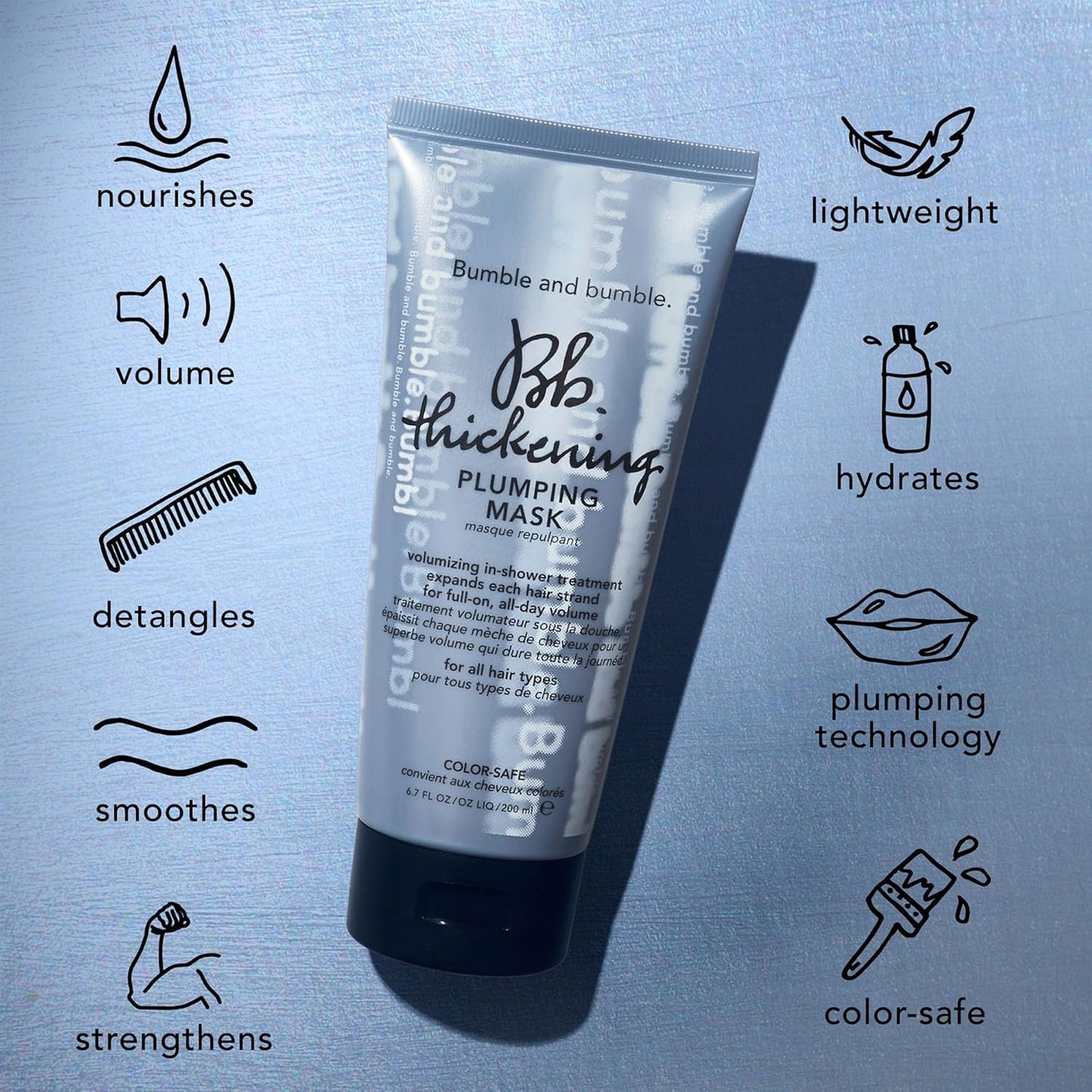 Bumble and bumble. Thickening Plumping Hair Mask - Lightweight Volume & Hydration | For Fine to Medium Hair Types, 6.7 Fl Oz