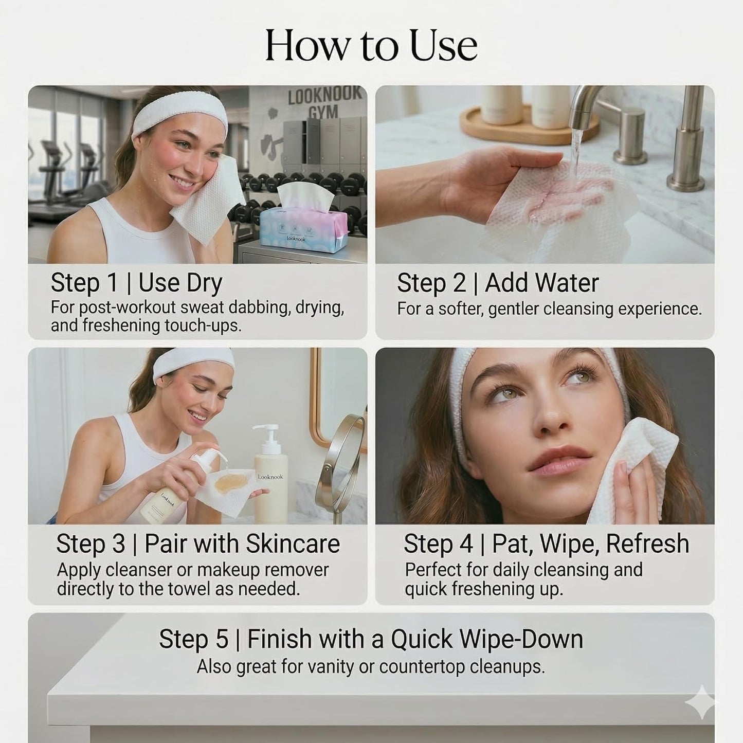 Skiennix Disposable Face Towels - 50% Thicker, Soft for Sensitive Skin | 70 Count, 6 Pack