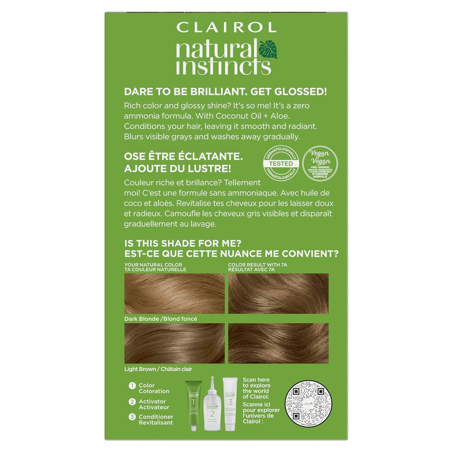 Clairol Natural Instincts Demi-Permanent Hair Dye - 7A Dark Cool Blonde Color | Pack of 1
