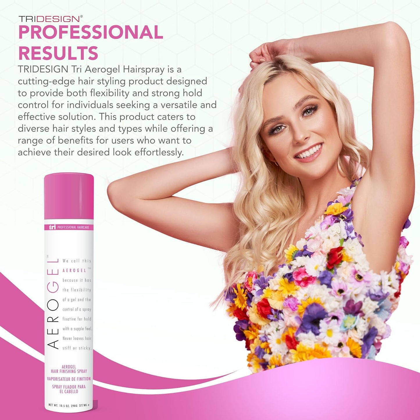 TRI Design Aerogel Hairspray - Flexible Hold Finishing Spray for Curly Hair - 3 Pack (10.5 oz)
