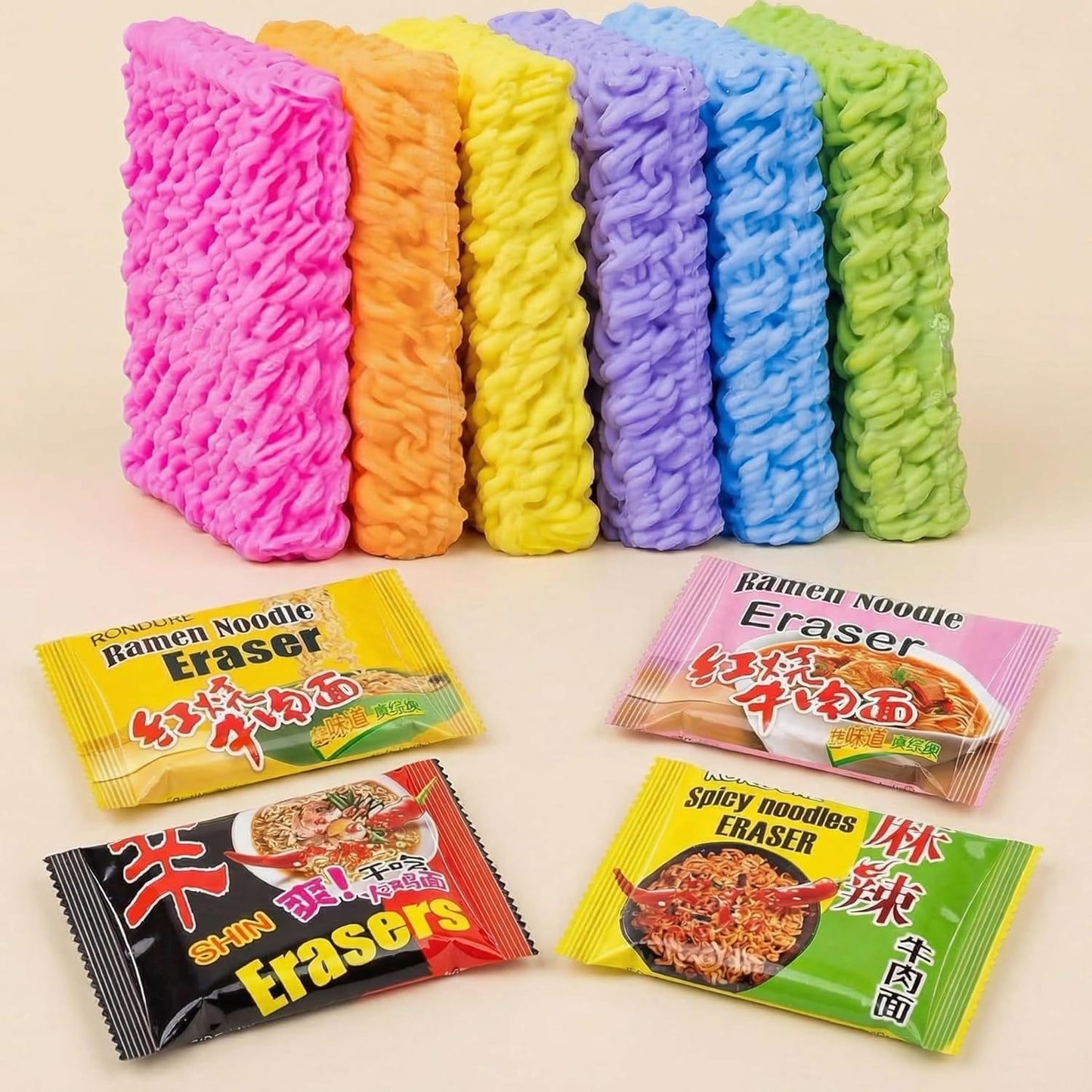XANADU Cute Food Erasers - Fun Ramen Noodle Eraser Set for Kids | 16-Piece Collection
