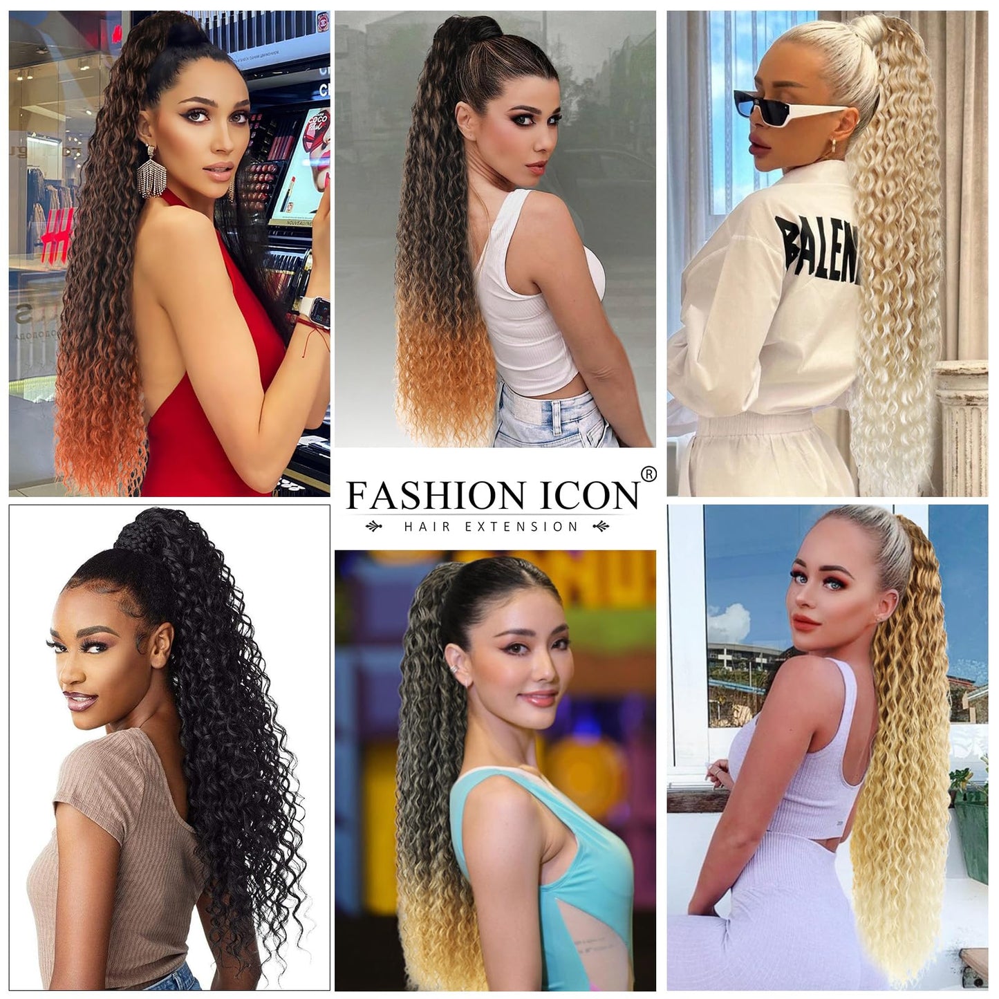 Long Curly Drawstring Ponytail Extension 30Inch Corn Wave Clip in Ponytail Extensions Synthetic Hairpiece for Black Women(0T27/613)