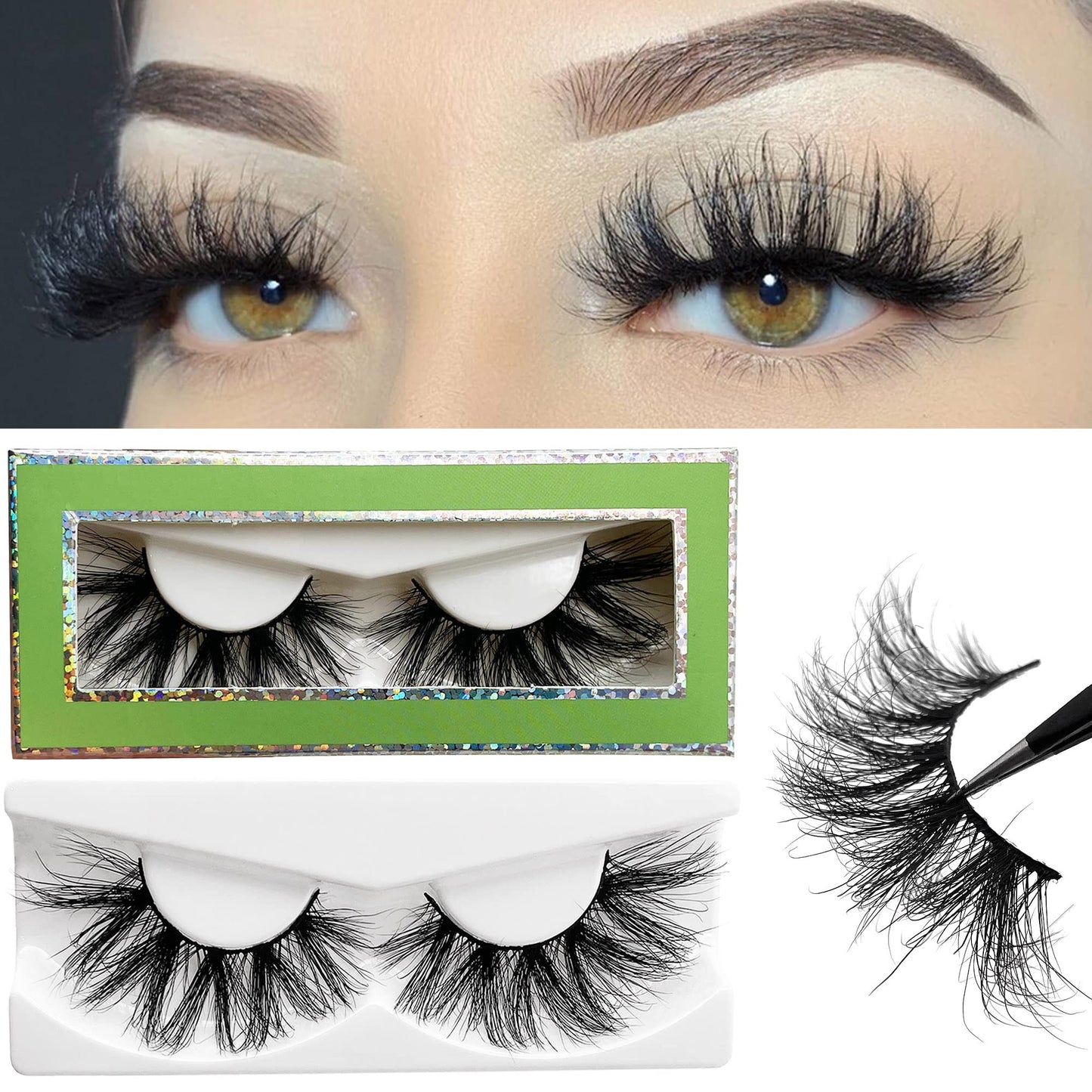 Mink Lashes Bulk 22mm Lashes Fluffy Yasnai Eyelashes, Real Mink Lashes 6 Pairs Pack 9D Long Wispy EyeLashes Wholesale