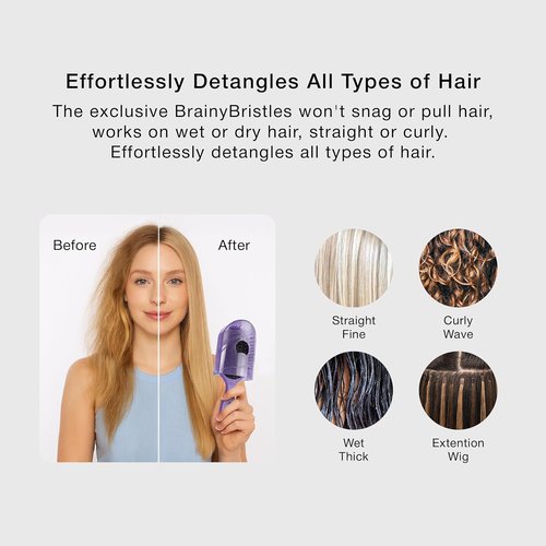 NuWay Traveler Detangling Hair Brush - Compact Travel Hairbrush for Gentle Scalp Care (Lavender)