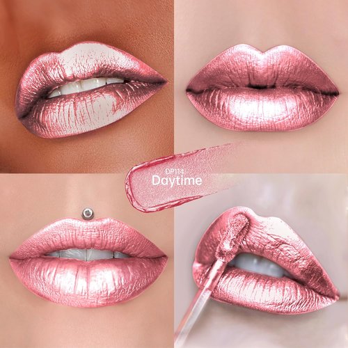 Depuplum Metallic Pink Lipstick - Long-Lasting Hydrating Color | Shimmer Finish, Full Coverage, DP114 Daytime