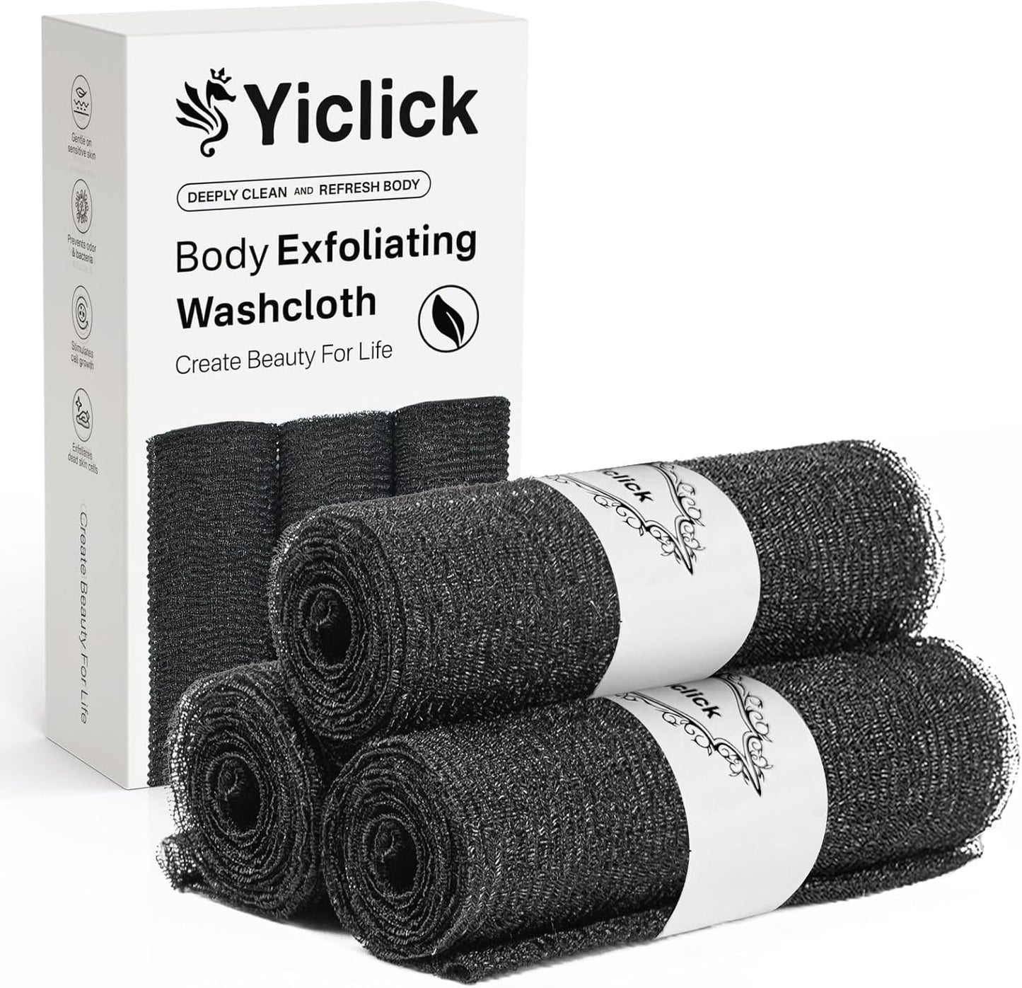Yiclick Exfoliating Washcloth Towel - Japanese Bath Cloth for Body Exfoliation | Korean Back Scrubber