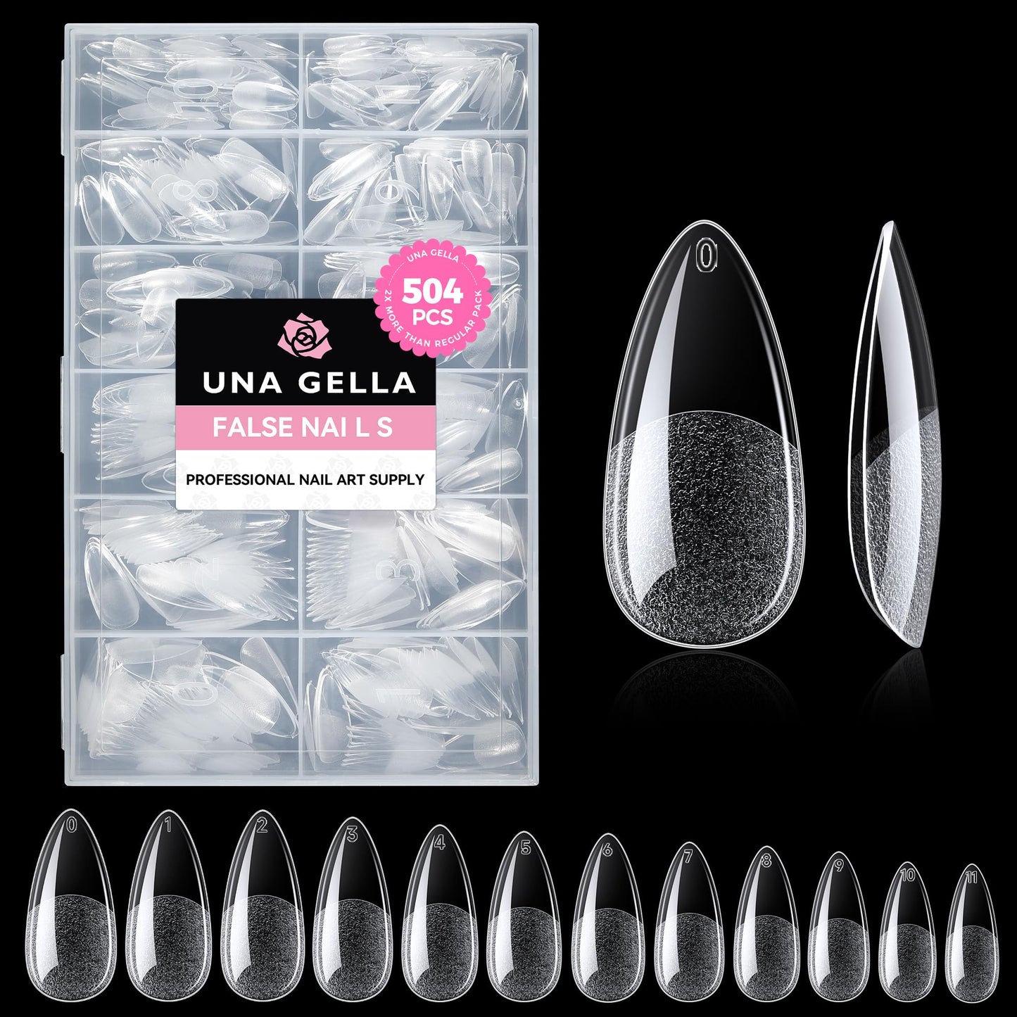 UNA GELLA Nail Tips 504pcs Full Cover Half Matte Fake Nails