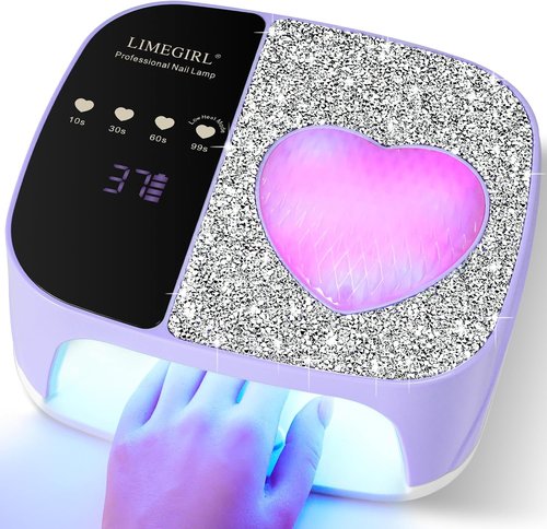 LIMEGIRL UV LED Nail Lamp Kit - Professional Fast Curing Purple Dryer with 4 Timer Settings | Cordless Rechargeable for Home & Salon Use