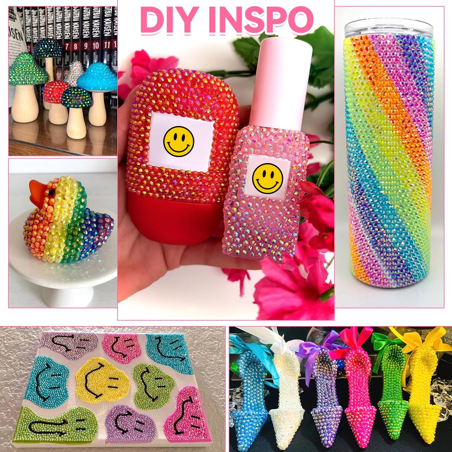 Resin Rhinestones for Bedazzling Kit, 34000Pcs Mixed-Color 3mm Bedazzled Crystal with 3Pcs 10ml B7000 Jewelry Glue, Flatback Gems for DIY Crafts Clothing Nail Art Makeup