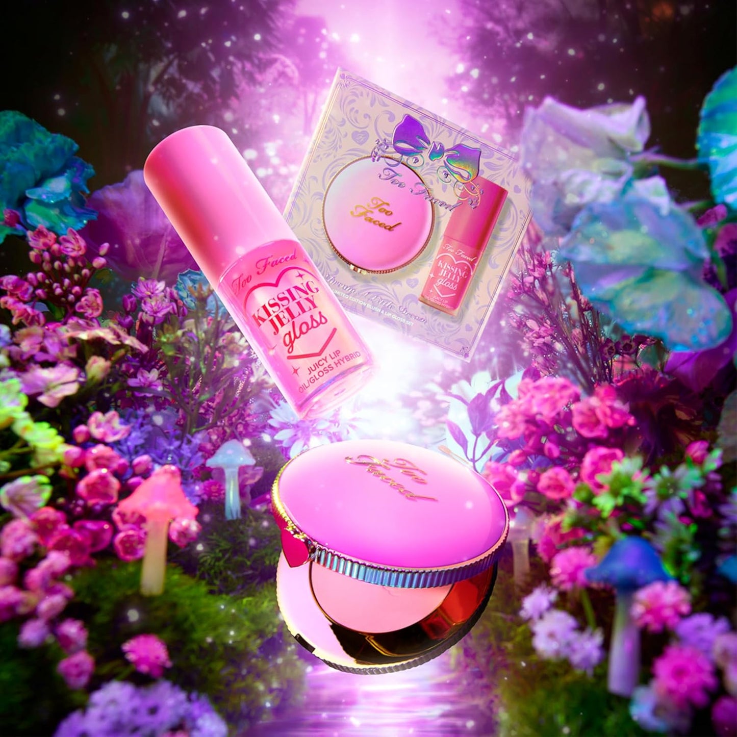 Too Faced Dream A Little Dream Blush & Lip Gloss Set - Cloud Crush Blush + Kissing Jelly Lip Oil, Sheer Coverage Gift Set