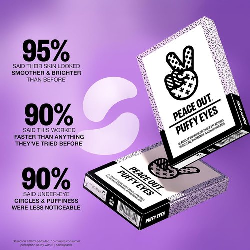 Peace Out Puffy Eyes Under Eye Patches - Biocellulose Mask with Caffeine & Niacinamide (6 Pairs)