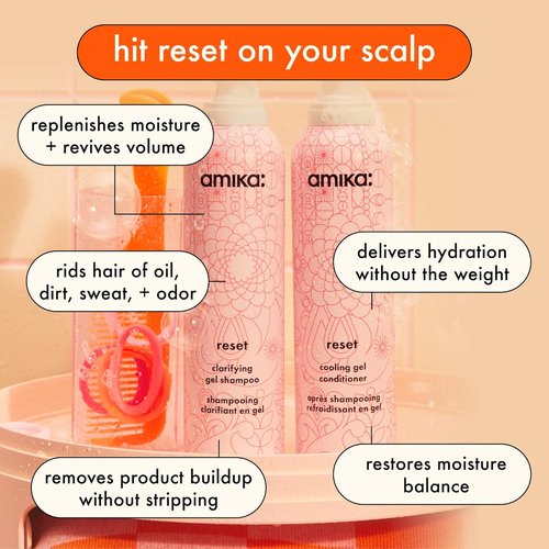 Amika Reset Clarifying Gel Shampoo - Deep Cleansing Formula | 200ml for Refreshing Hair Care