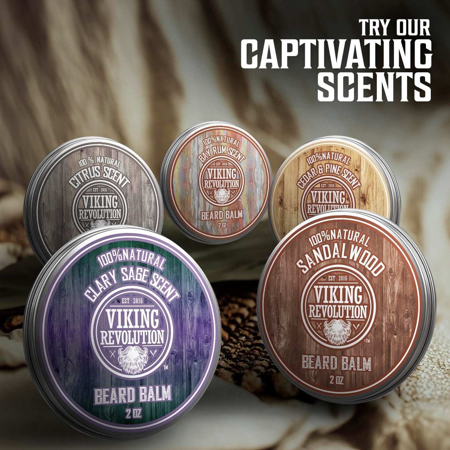 Viking Revolution Bay Rum Beard Balm - Nourishing Beard Butter with Argan & Jojoba Oil | 2oz, Softens & Moisturizes