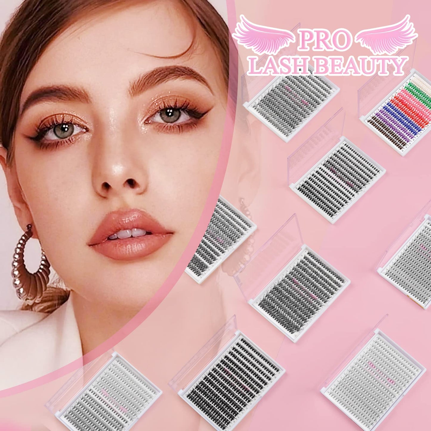 280 Pcs Individual Lashes 40D+50D Mixed Lash Clusters 14 Rows Cluster Lashes that Look Like Eyelash Extensions DIY Lash Extension Self Application At Home (40+50-D-9-16mix)