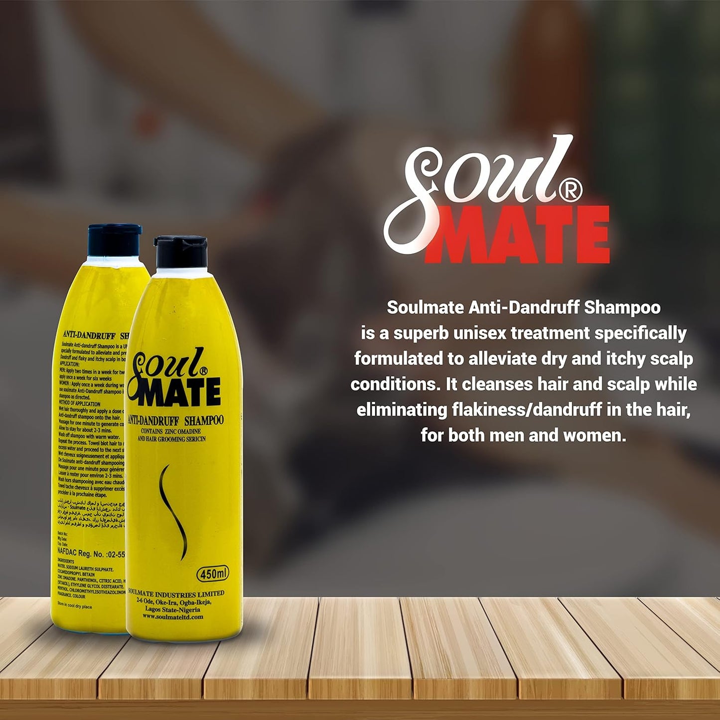 SOUL MATE Anti-Dandruff Shampoo - Sericin Formula for Itchy Scalp Relief | 15.2oz Residue-Free Treatment