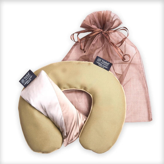 TARA Spa Therapy Aromatherapy Pillow Set - Herbal-Ease Neck & Silk Eye Pillow in Chai