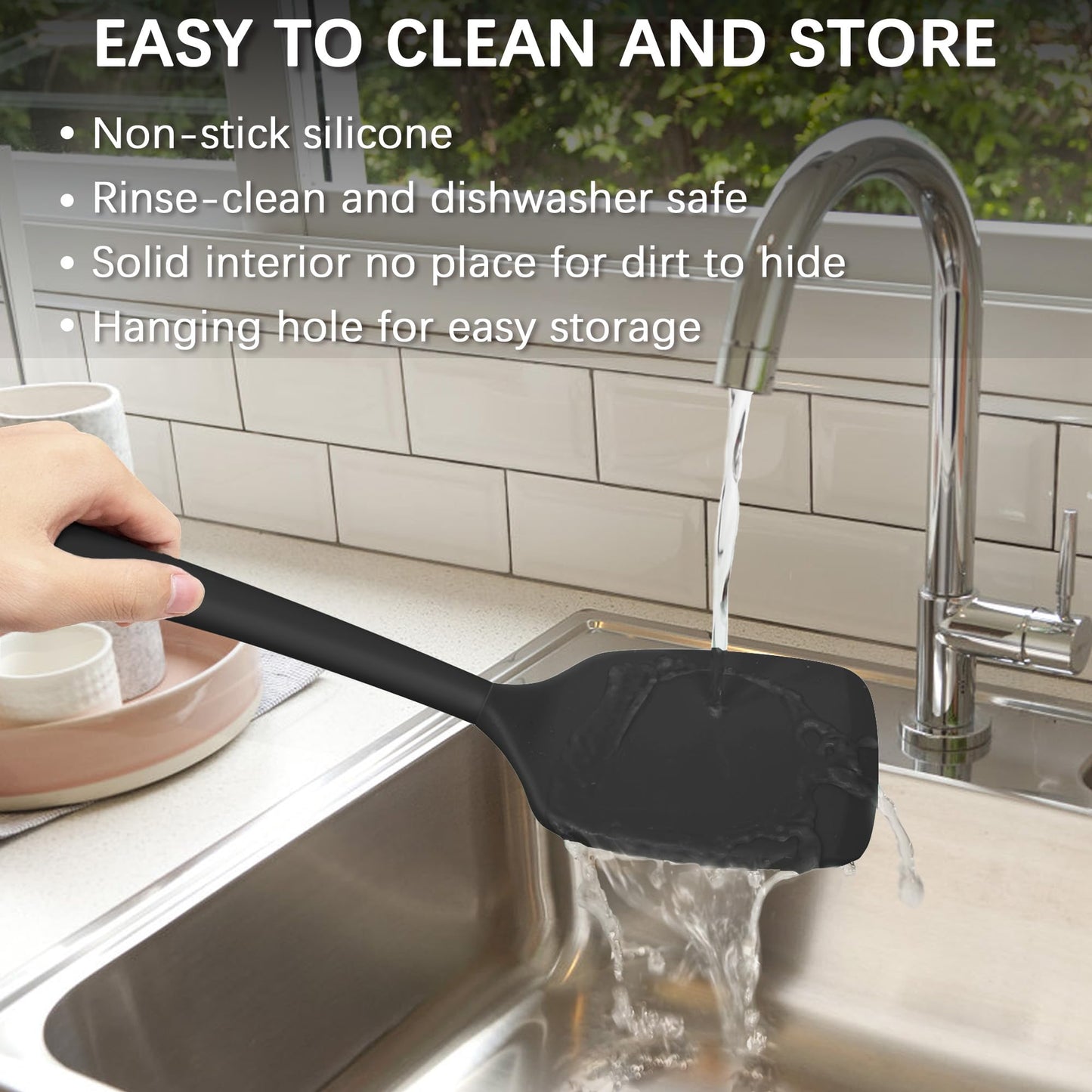 Coukre 2 Pack Silicone Spatula Set, High Heat Resistant, BPA Free Kitchen Spatula, Solid & Slotted Turner for Non-Stick Pans, Sautéing, and Flipping (2, AquaGreen)