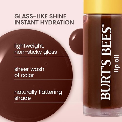 Burt's Bees Lip Oil - Golden Hour Hydration | Nourishing, Non-Sticky Formula with Jojoba Oil - 0.15 oz
