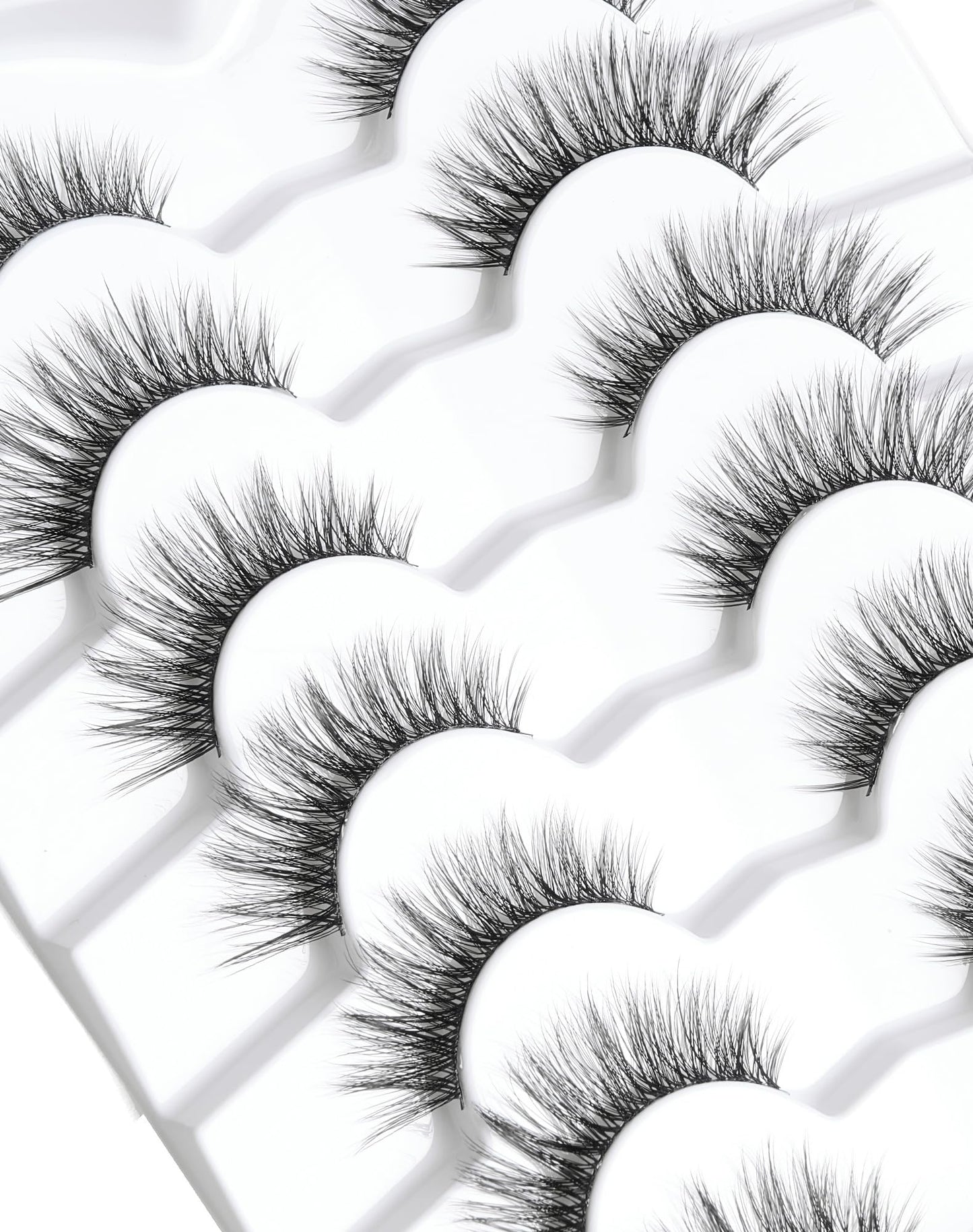 Onlyall Natural Lashes Wispy Lashes Natural Look False Eyelashes Natural Flared Eyelashes False Eye Lashes Soft Fluffy Lashes 7 Pairs D6 Volume-13mm