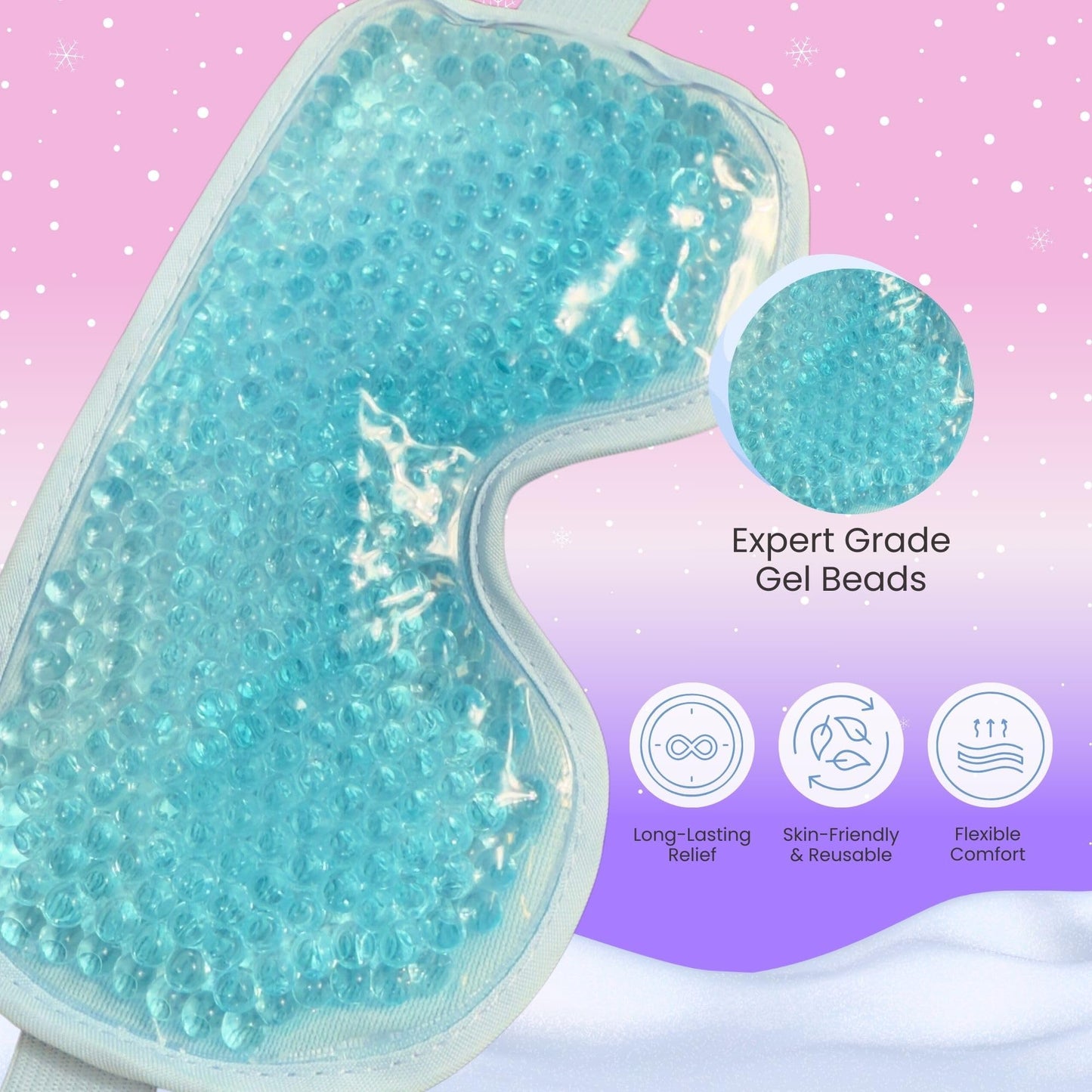 Cooling Gel Bead Eye Mask - Reusable Eye Mask with Cooling Gel for Puffiness, Migraines, Headaches & Post-Surgery Relief - Cold Eye Mask for Puffy Eyes & Relaxation (Light Blue)