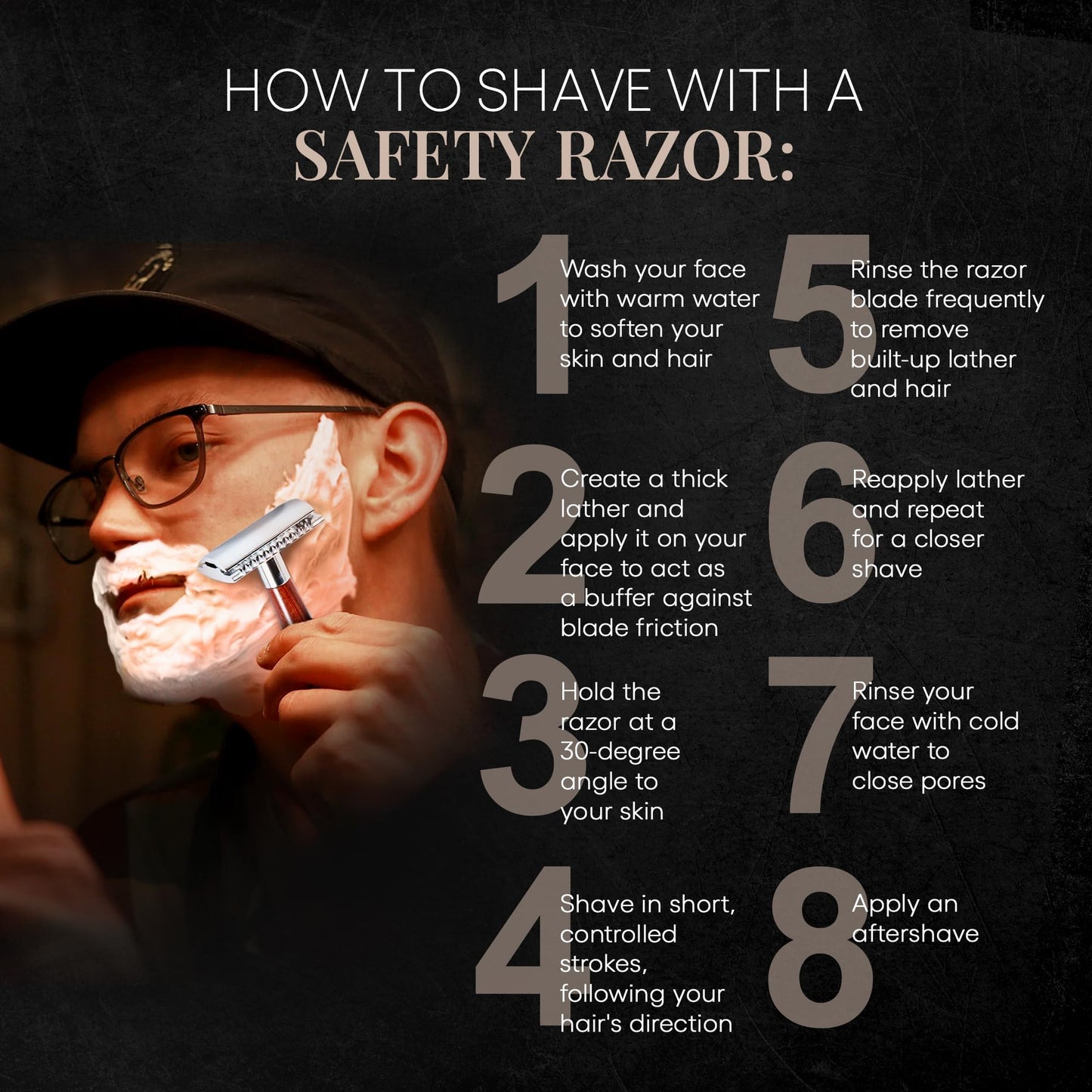 Complete Safety Razor Kit - Includes Mahogany Wood Safety Razor, Closed Comb Double Edge Razor, Safety Razor Stand, Mahogany Shaving Brush, Organic Soap, Shaving Bowl, Shaving Kit For Men, Great Gift