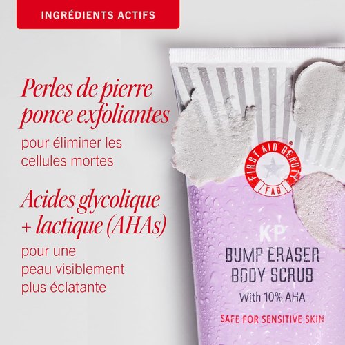First Aid Beauty KP Bump Eraser Body Scrub - 10% AHA Exfoliator for Keratosis Pilaris | 8 oz, Sensitive Skin Safe