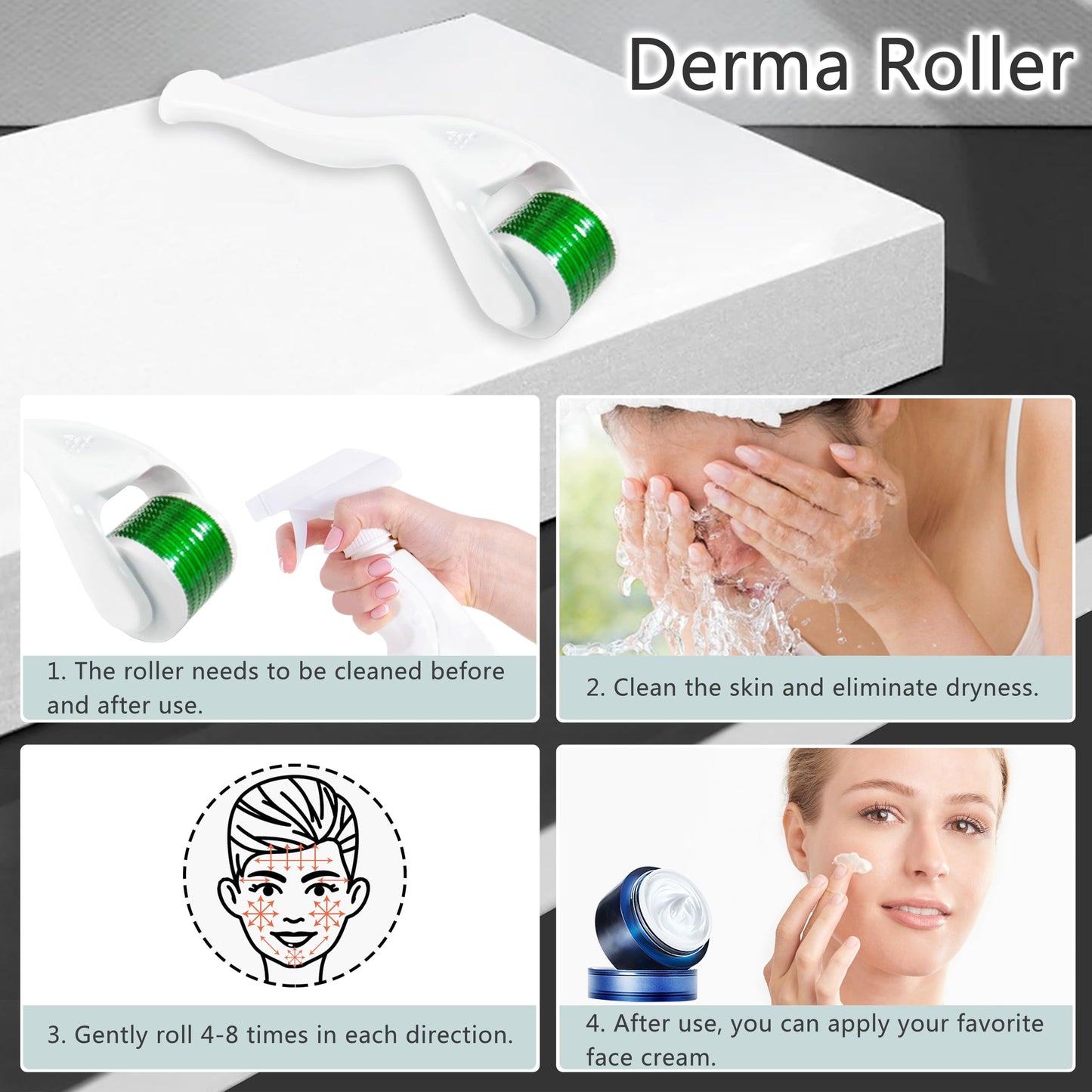 Rwotlls Derma Roller Microneedling Roller for Face - 0.25mm (Black+White)