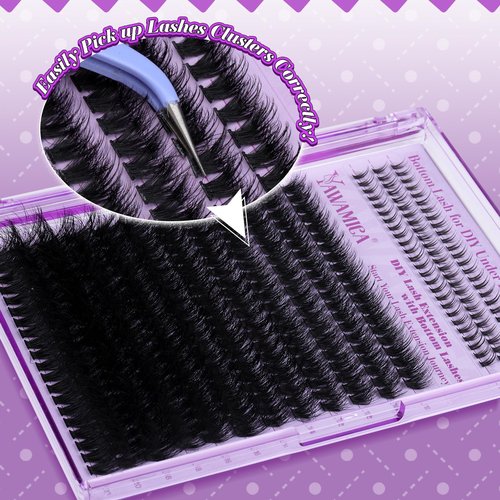 Yawamica Cluster Eyelash Extensions Fluffier Lash Clusters with Bottom Lashes 200D Volume Individual Lashes 315pcs Wispy Eyelash Clusters 10-20mm DIY Lash Extension at Home