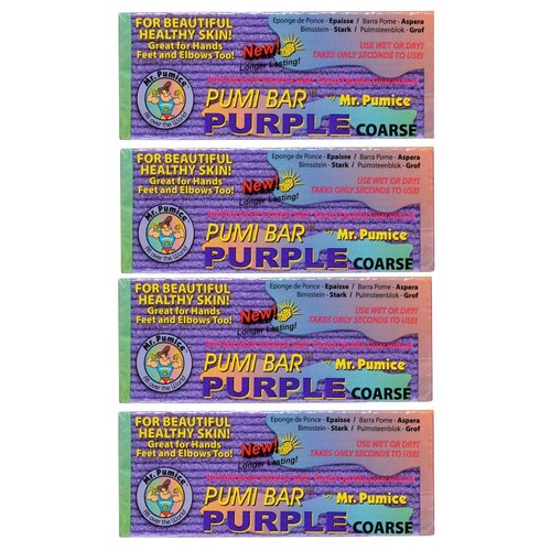 Mr. Pumice PUMI Bar - Extra-Coarse Pumice Stone for Callus Removal | 4-Pack Foot Care Tools