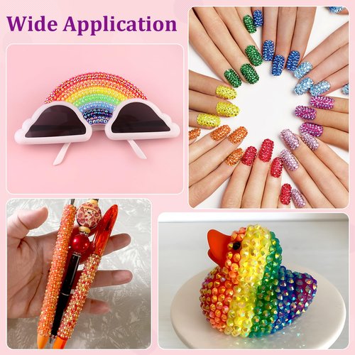 16000Pcs Resin Rhinestones with Tweezers for Crafting, Orange AB 2-6mm Mixed Sizes Bedazzling Crystal with 3Pcs 10ml B7000 Jewelry Glue for DIY Crafts Clothing Tumblers Shoes Fabric Nail Art