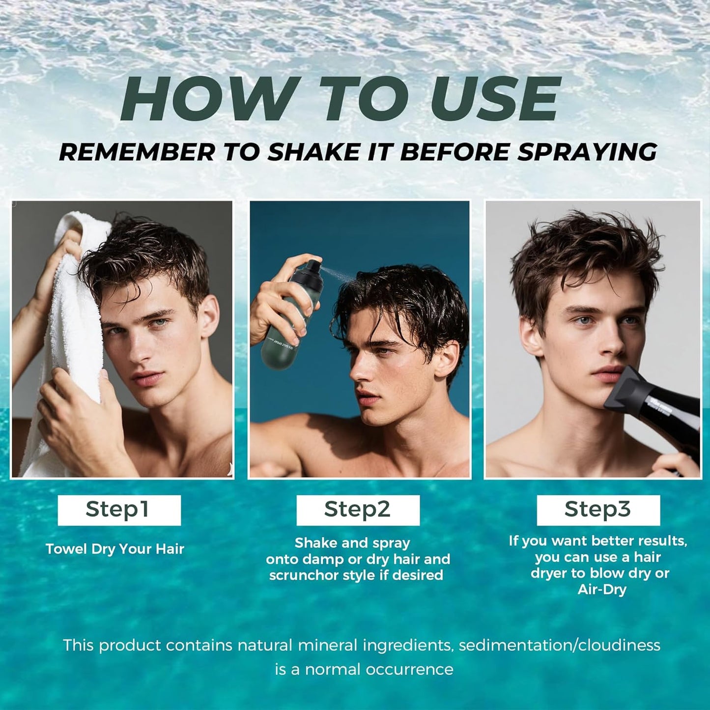 Sea Salt Hair Spray by [Brand Name] - Natural Volume & Texture | Travel Size 100ml, Strong Hold