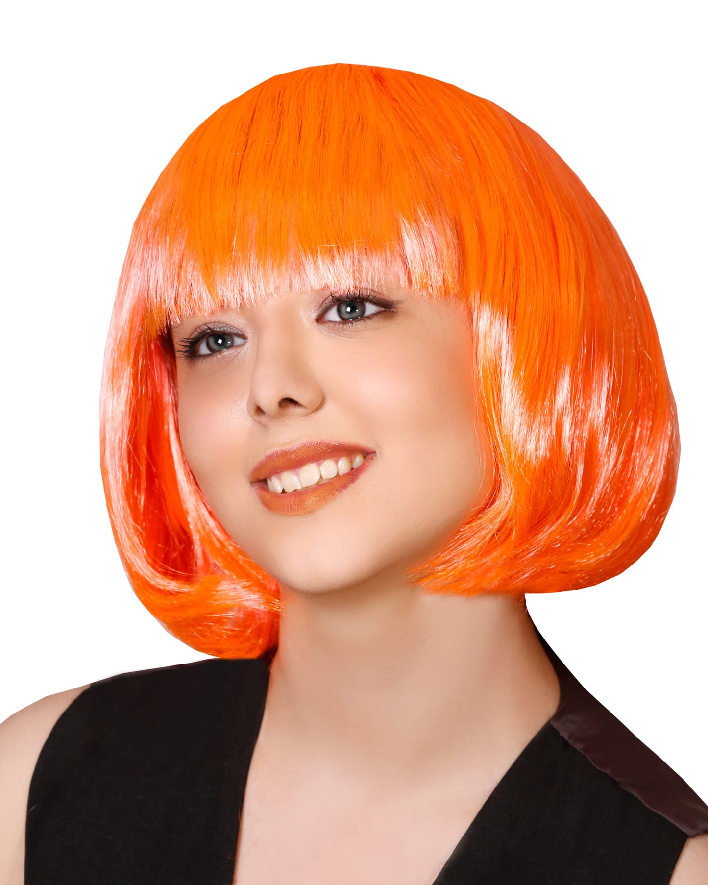 Matissa Short Straight 10" Bob Wig with Bangs Synthetic Fancy Dress Costume Halloween Party (Orange)