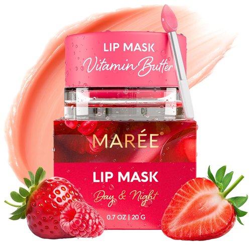 MAREE Lip Mask Overnight | Hydrating Lip Butter Balm with Hyaluronic Acid & Collagen - Repair Very Dry Lips