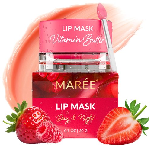 MAREE Lip Mask Overnight - Lip Moisturizer For Very Dry Lips - Hydrating Lip Butter Balm with Hyaluronic Acid & Collagen - Overnight Lip Treatment - Lip Sleeping Mask Repair - Hidratante de Labios