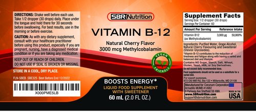 Vitamin B12 Sublingual Liquid Drops - Methylcobalamin, VIT B 12 Supports Energy, Max Absorption, 3000mcg Per Serving, 60 Servings, Non-GMO, Vegan Friendly, Manufactured in The USA