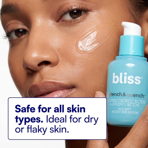Bliss Drench & Quench Hyaluronic Acid Serum - Deep Hydration & Plumping for Dry, Sensitive Skin - 1 Fl Oz