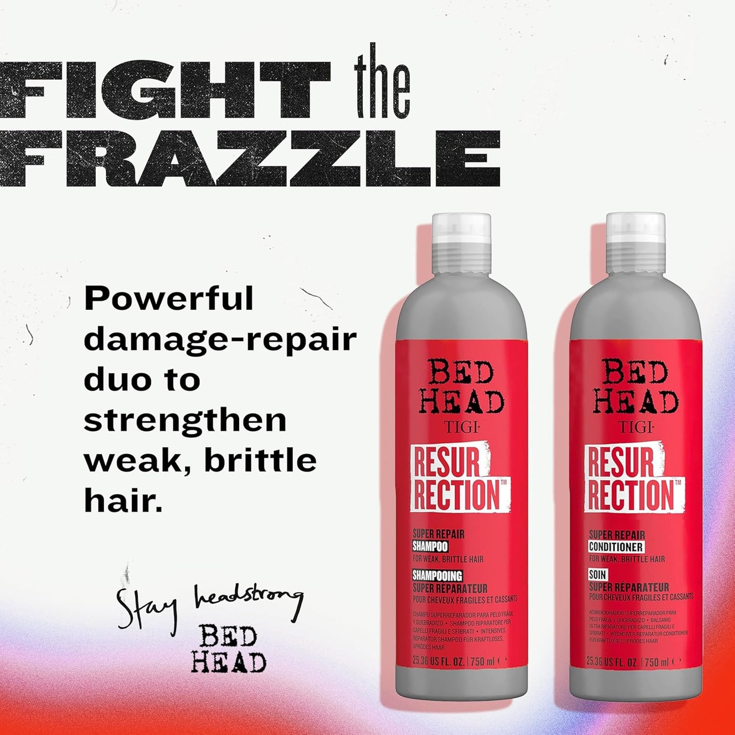 TIGI Bed Head Resurrection Hair Repair Shampoo & Conditioner Set - Maximum Strength for Dry, Damaged Hair | 25.36 fl oz